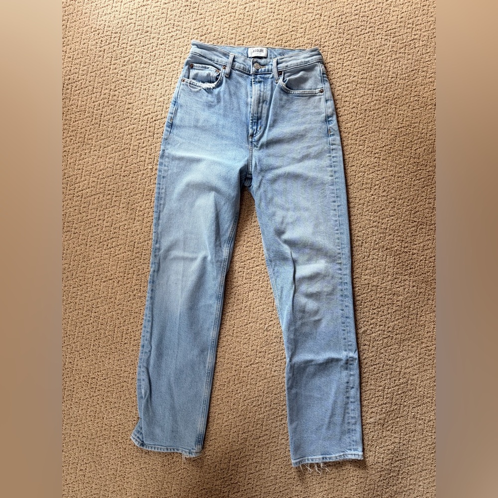 Agolde Men's Sky Blue Straight Jeans